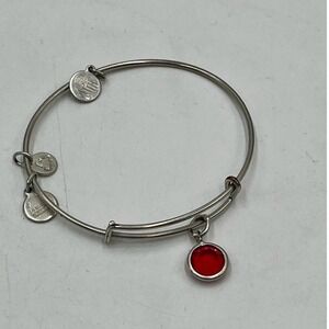 Alex and Ani Red Siam Swarovski Silver Birthstone Charm Bangle Bracelet